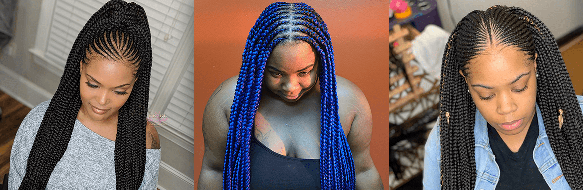 Three Women with Long Braided Hair Three Women with Long Braided Hair